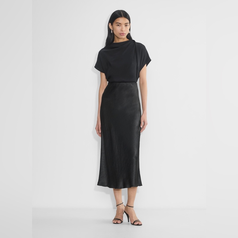 NWOT Black Slip Satin Maxi Skirt